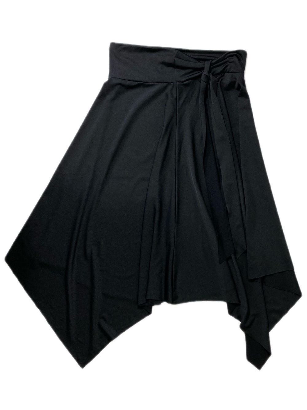 Black Asymmetrical Tie-Waist Skirt Avant-Garde Tie Waist Skirt Made In USA